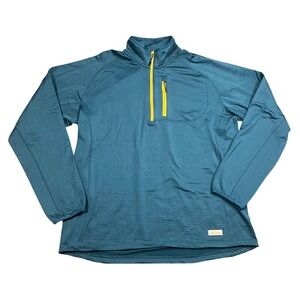 Orvis Horseshoe Hills Fleece 1/4 Zip Pullover Men's Large Teal Chest Pocket 2YNJ